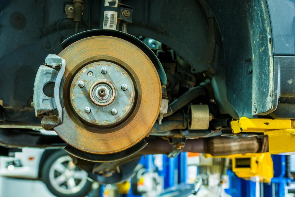 Cars being serviced for braking system